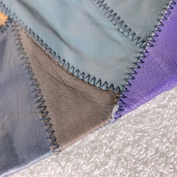 Vintage 90’s Multicolour Patchwork Leather Handbag Purse - Picture 6 of 15